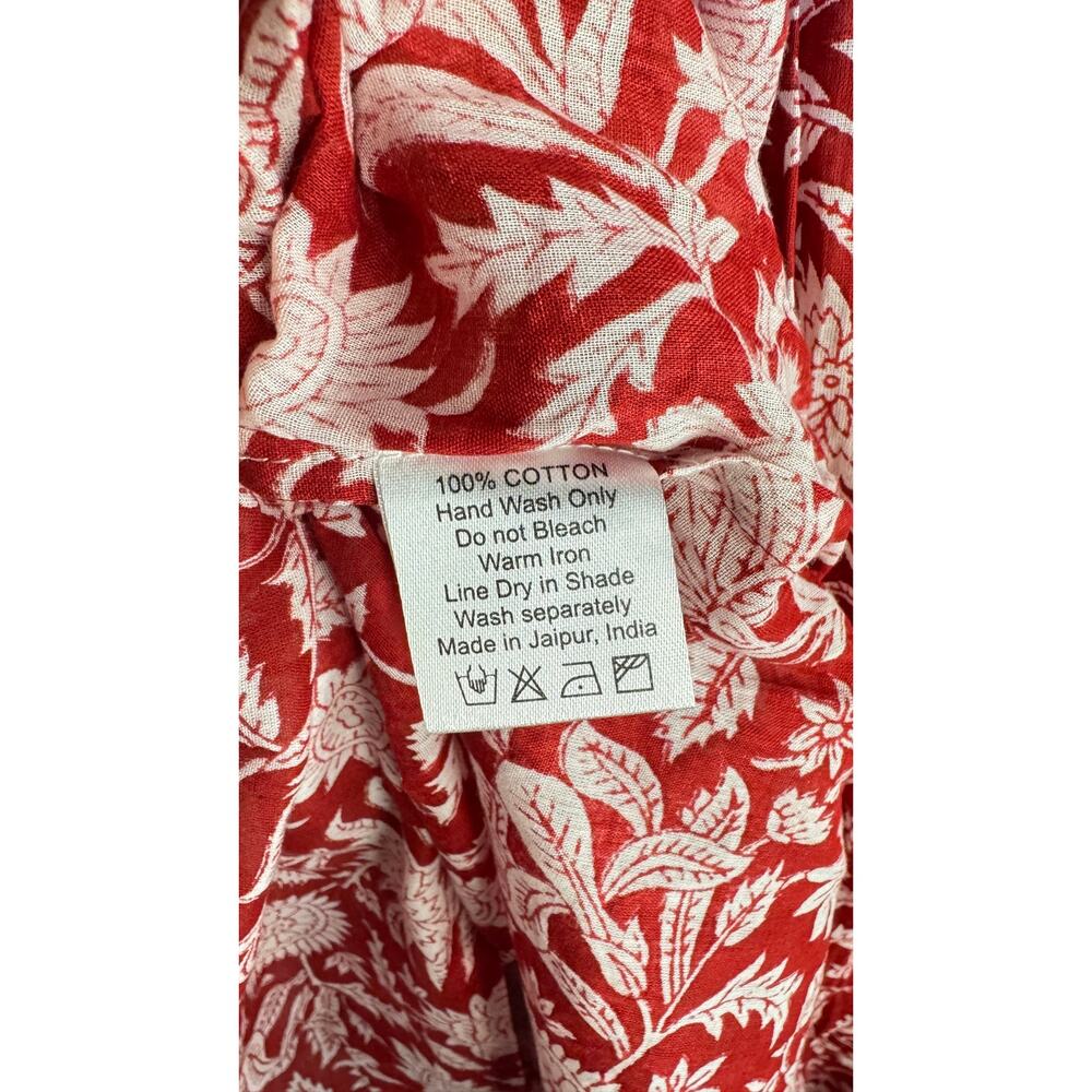 DAUGHTERS OF INDIA NWT Kyra Midi Dress Saffron Red Sz XL Block Print 100% Cotton - Picture 13 of 14